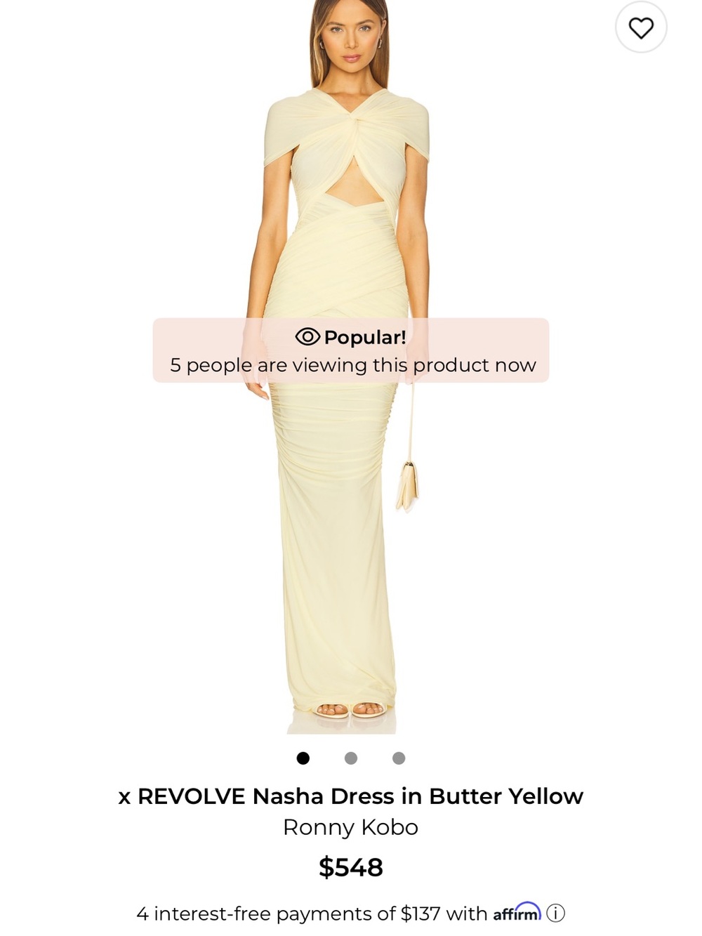 Ronny Kobo Collection Nasha Maxi Dress in Butter Yellow